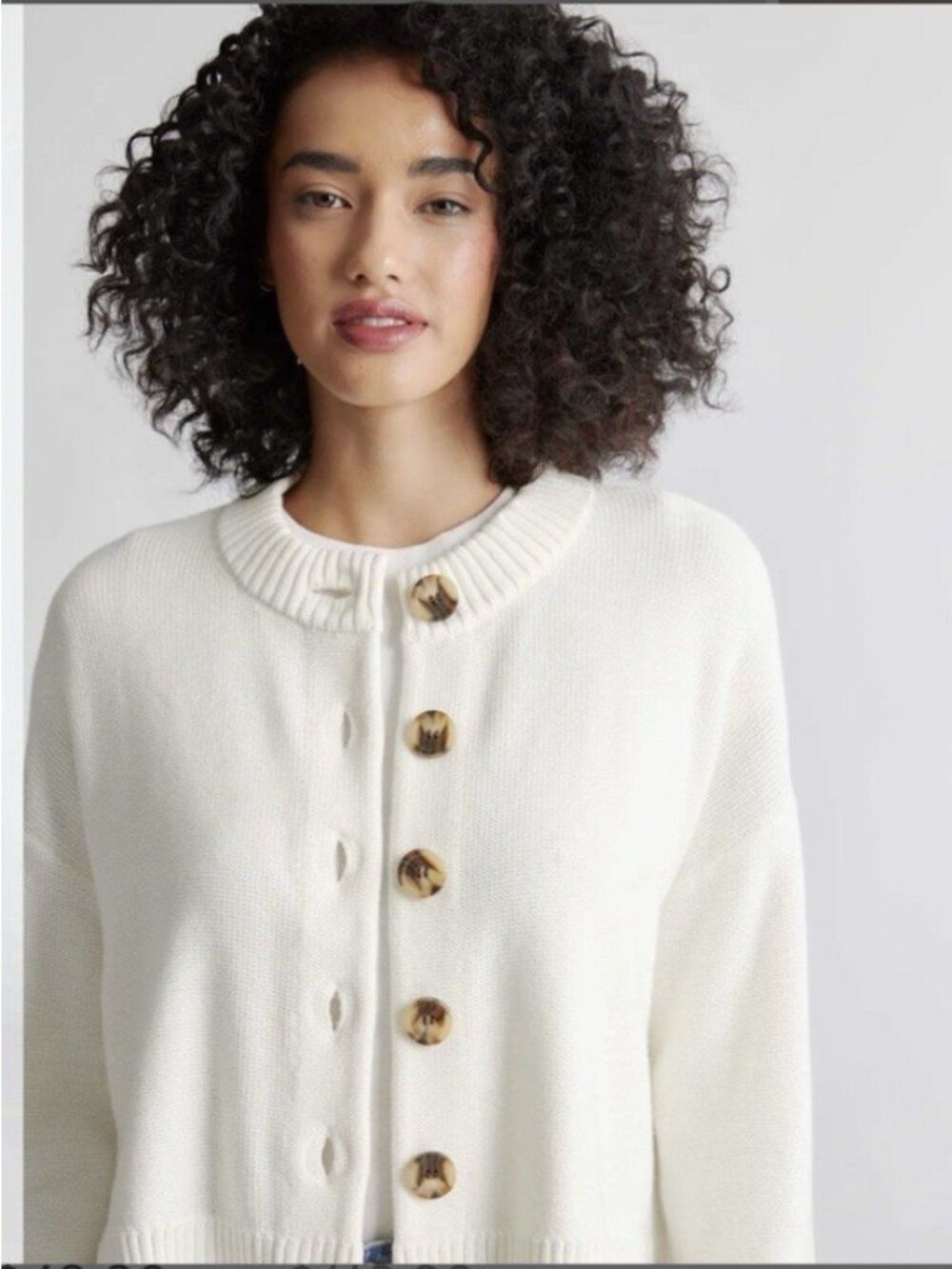 Quince 100% Organic Cotton Cropped Cardigan Ivory Size XS - Picture 6 of 16